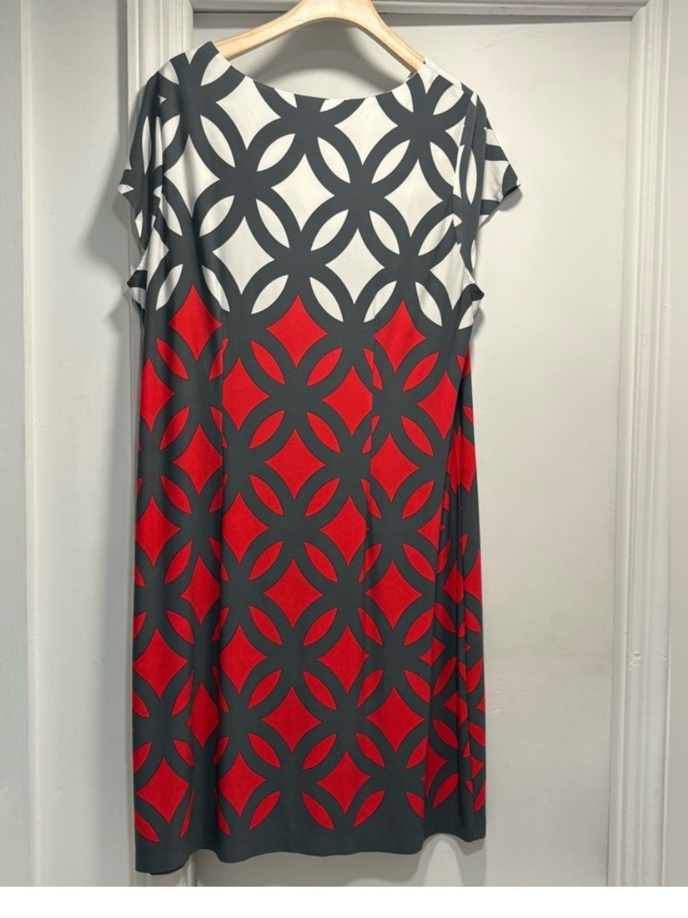 Roz & Ali short Sleeve Dress in Red, Gray & White Size 20W